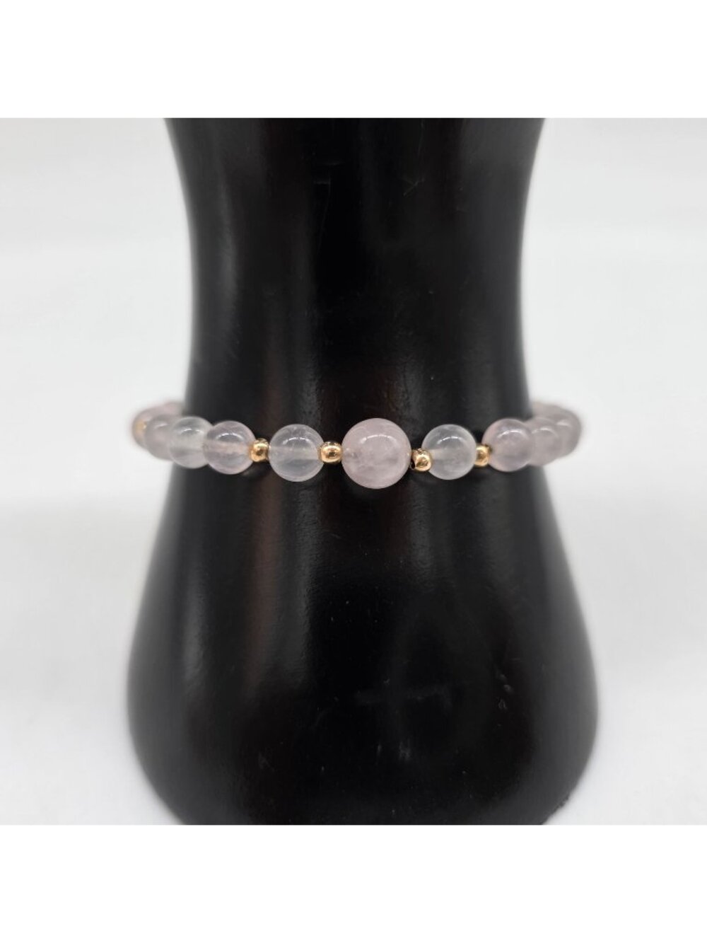 Rose Quartz Bracelet Gold Tone Beads With Lobster Clasp Closure